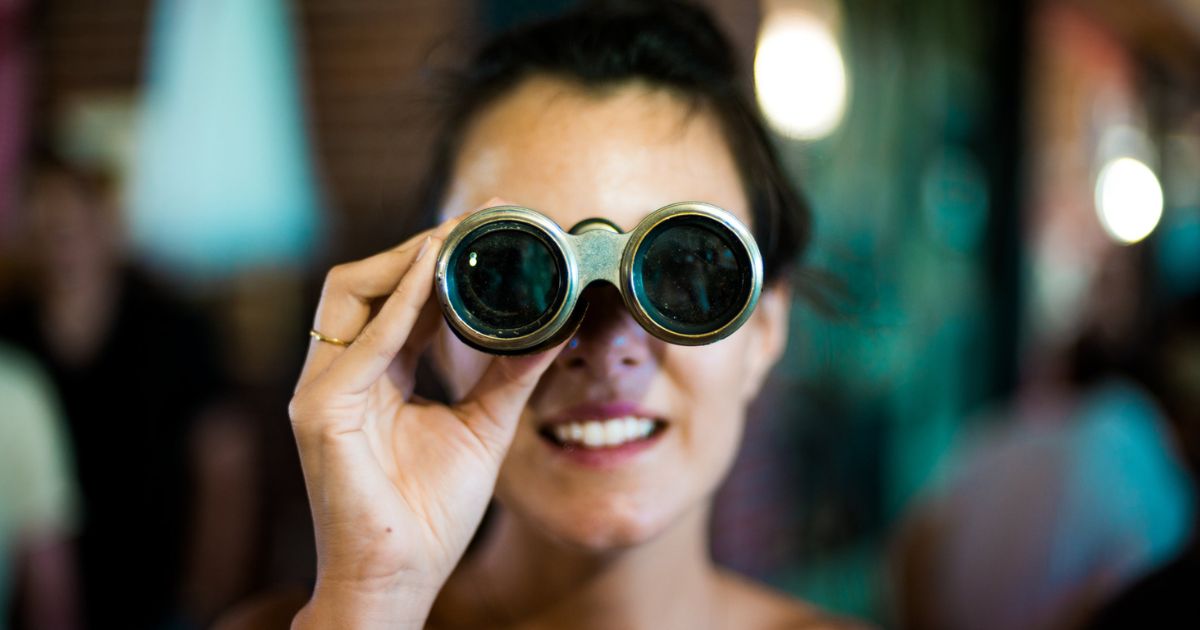 woman with binoculars