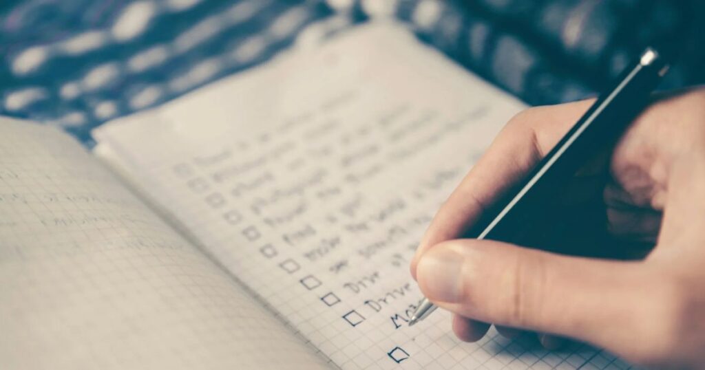 writing a to do list