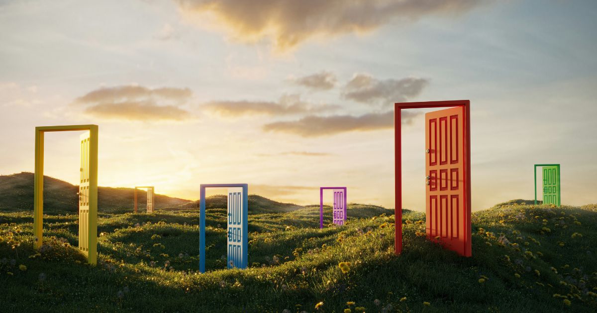 open doors in field